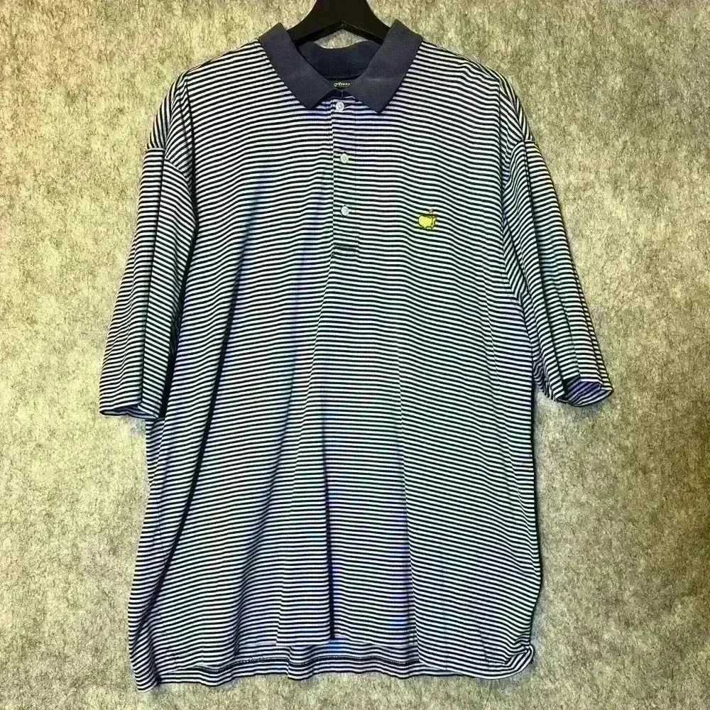 Vtg Amen Corner Striped Masters Pima Cotton Polo - XXL